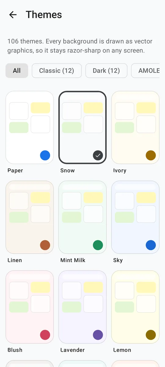 The theme picker